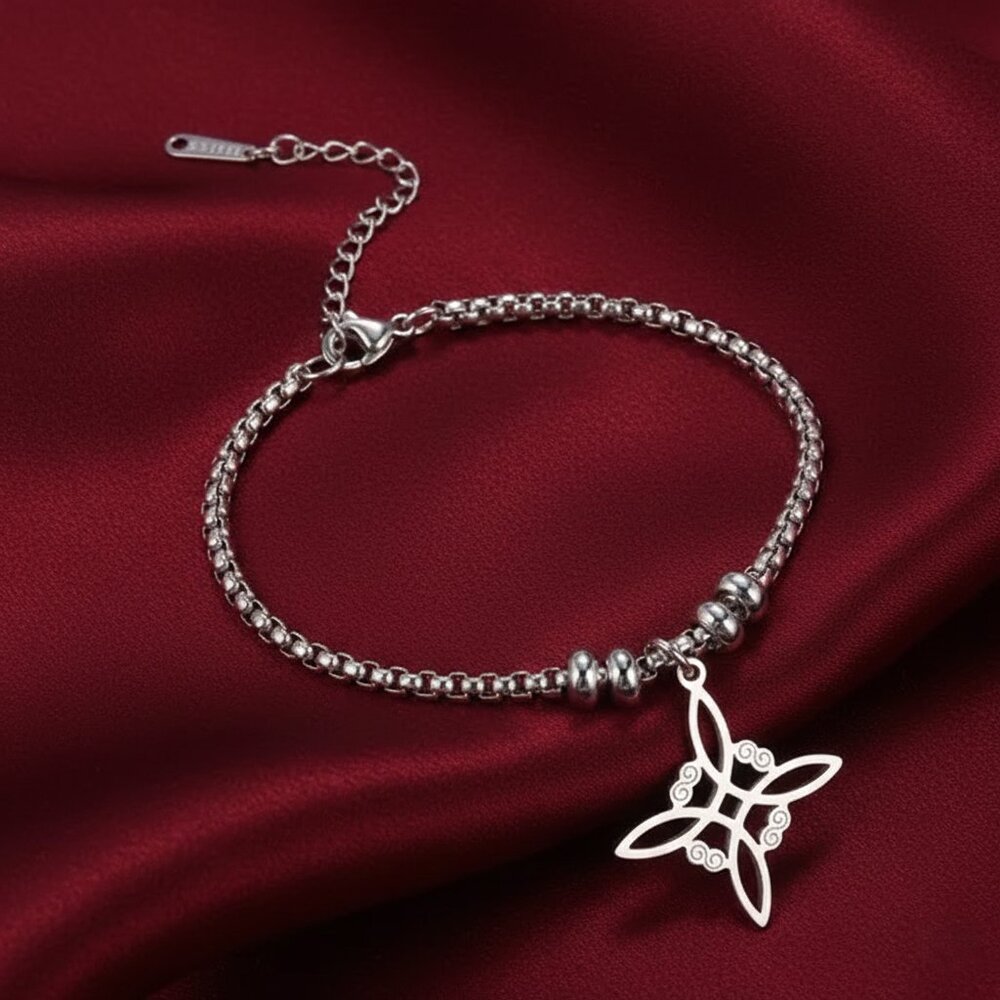 Silver Stainless Steel Witch Celtic Viking Cross Knot Fashion Bracelet NWOT - Picture 6 of 9